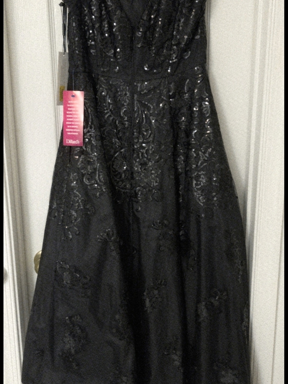 Calvin Klein Black Sequin High Low Formal Dress Size 10 NWT Evening Gown - Picture 3 of 8